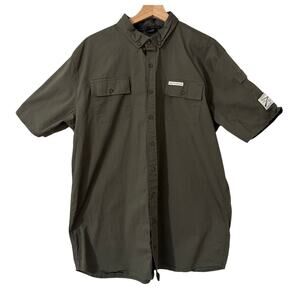 Grunt Style Army Green Short Sleeve Button Front Shirt Size XL